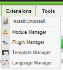 The Module Manager is selected from the menu. There is not an icon for it because it is not used as much as the other manager screens.