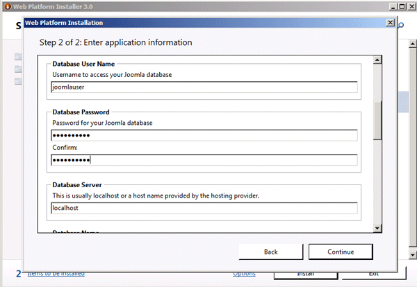 Application configuration continued